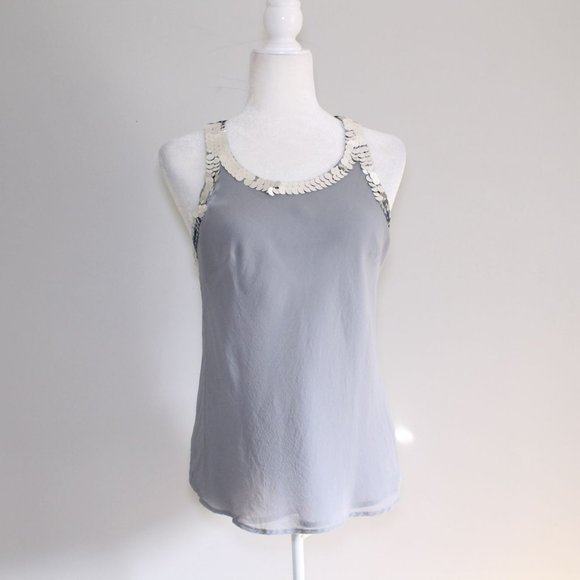 The Limited Grey with Silver Sequin Trim Tank Top - Picture 1 of 7